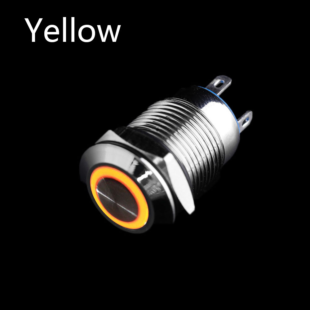 12V 12mm  LED Drucktaster Klingeltaster Edelstahl Schließer 6 Farben